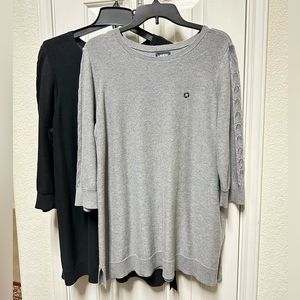 2 Chase bank Lands End Women's Cotton Modal 3/4 Cable Sleeve Tunic Sweater.